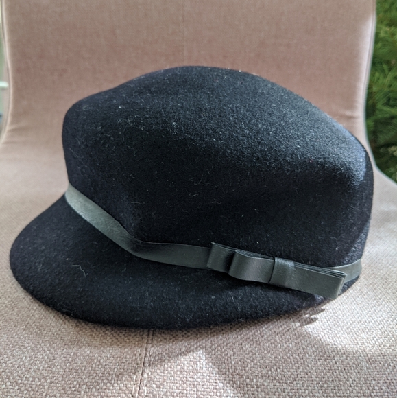 🆕 wool news cap with bow ribbon trim - Picture 2 of 3